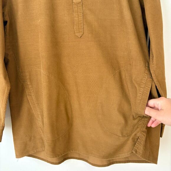 Garnet Hill Feather Wale Corduroy Tunic Top Popover Brown Sz M Soft Cotton - Picture 4 of 7